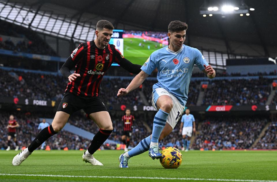 Started as a no.10 but pushed into a centre-forward position once Haaland was replaced at the break. Bournemouth struggled to stop Alvarez's runs from deep in the opening 45 minutes.