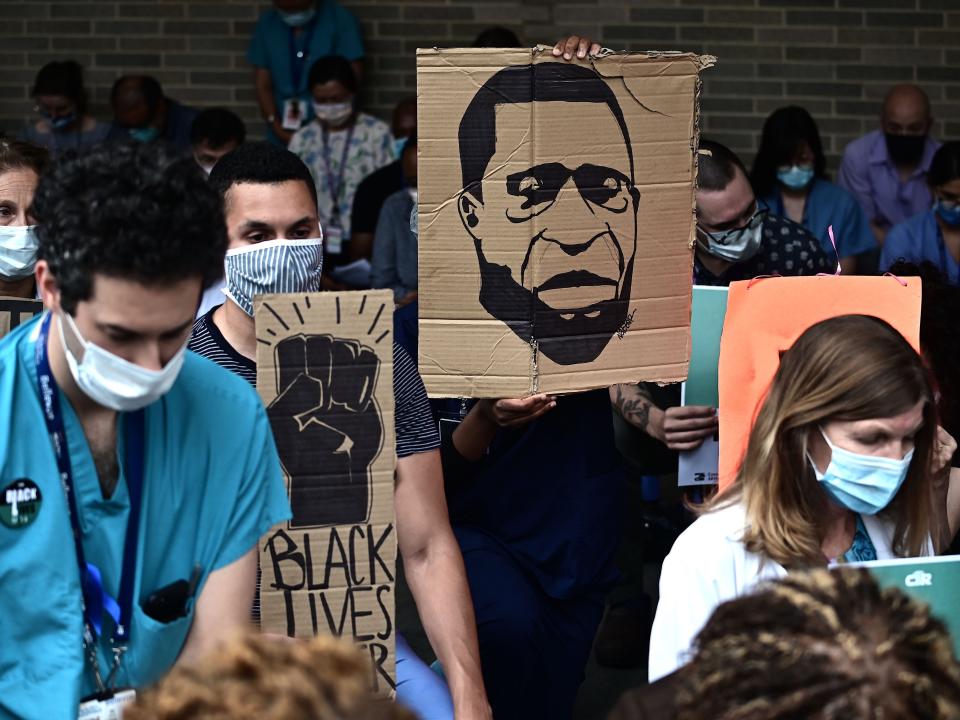 healthcare workers black lives matter rally Bellevue Hospital