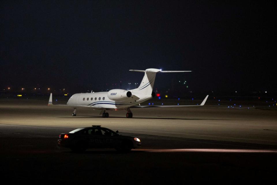 The plane carrying Griner touches down in Texas (REUTERS)