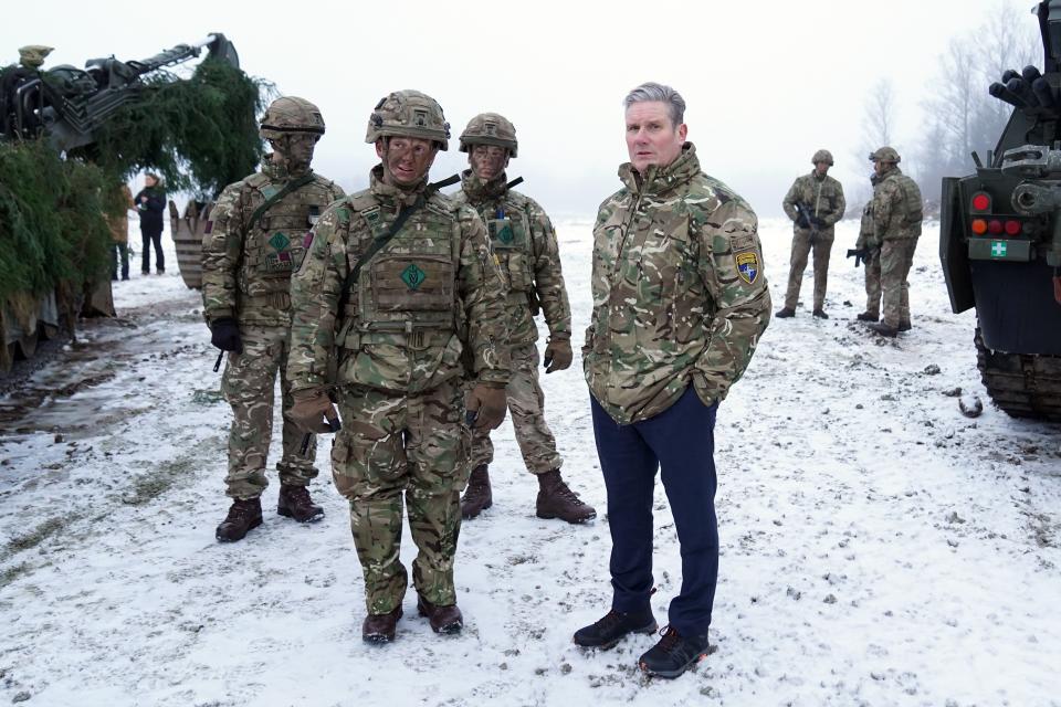 Labour leader Sir Keir Starmer during his visit to meet British troops at Tapa forward operating Nato base, near the Russian border in Estonia (PA) (PA Wire)