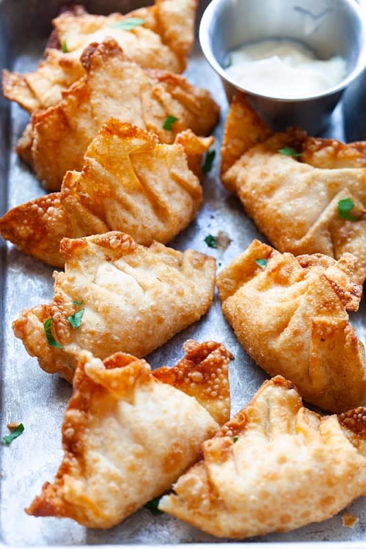 <p>Rasa Malaysia</p><p>Crispy wontons filled with shrimp are popular dim sum found at Chinese restaurants. Make them at home with this easy recipe!</p><p><strong>Get the recipe: <a href="https://rasamalaysia.com/fried-shrimp-wontons/" rel="nofollow noopener" target="_blank" data-ylk="slk:Fried Shrimp Wontons;elm:context_link;itc:0;sec:content-canvas" class="link rapid-noclick-resp"><em>Fried Shrimp Wontons</em></a></strong></p>