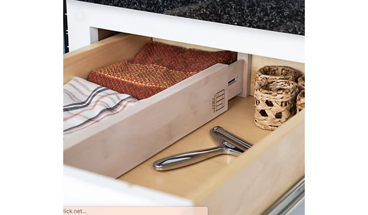 Bamboo drawer divider shown in drawer