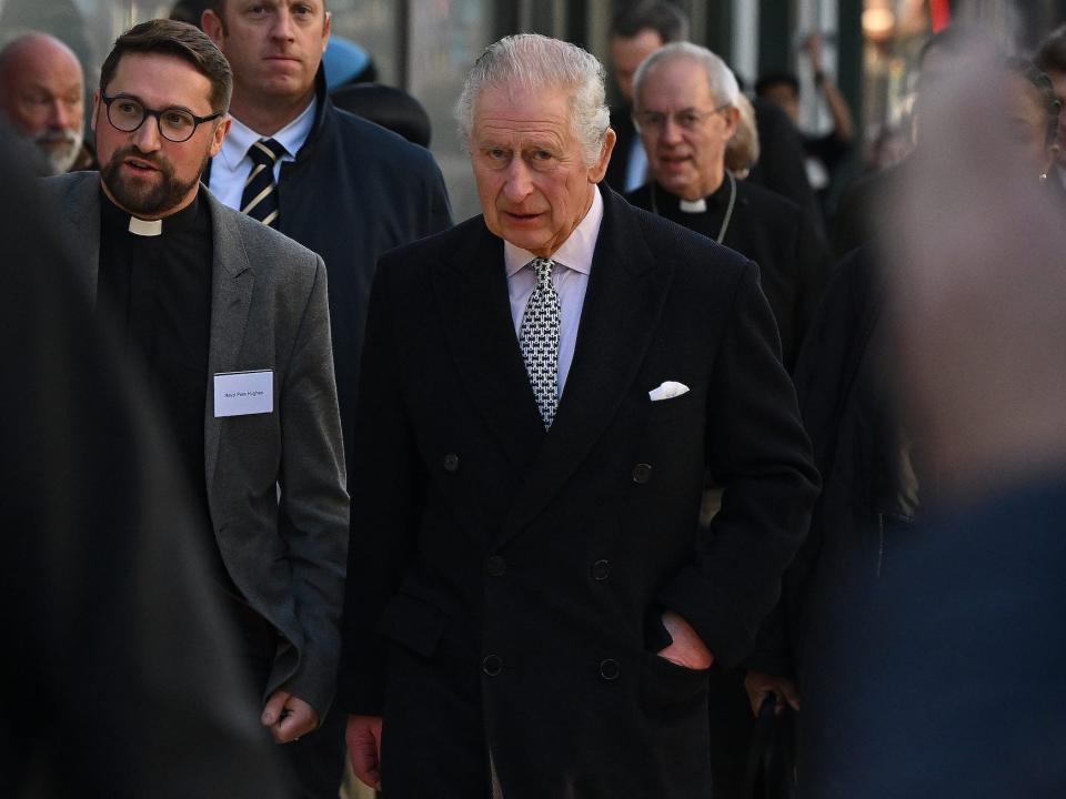 King Charles attends an Advent Service at The Ethiopian Christian Fellowship Church, on December 8, 2022 in London, England.