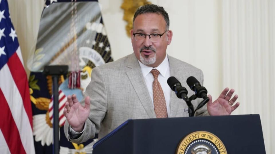 “This administration has provided more support in two years than any other administration for historically Black colleges and universities, and we’re going to continue,” said Education Secretary Miguel Cardona (above) during a White House press call last week after the Supreme Court’s ruling on affirmative action. (Photo: Susan Walsh/AP, File)