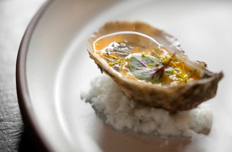 Aug. 1, 2023; Columbus, Oh., USA;  Oysters Hiraeth served as part of a chilled seafood plate.