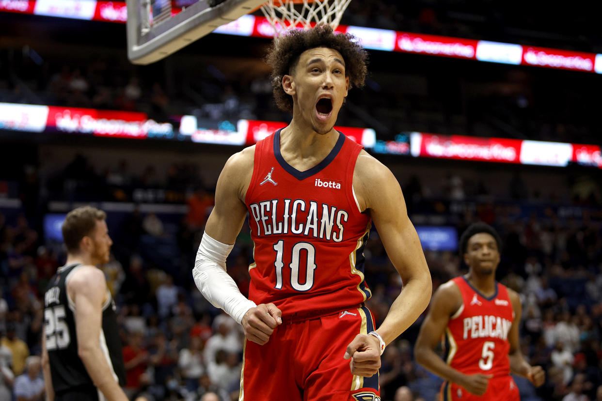 New Orleans Pelicans center Jaxson Hayes was arrested in 2021 after resisting arrest. (Photo by Sean Gardner/Getty Images)
