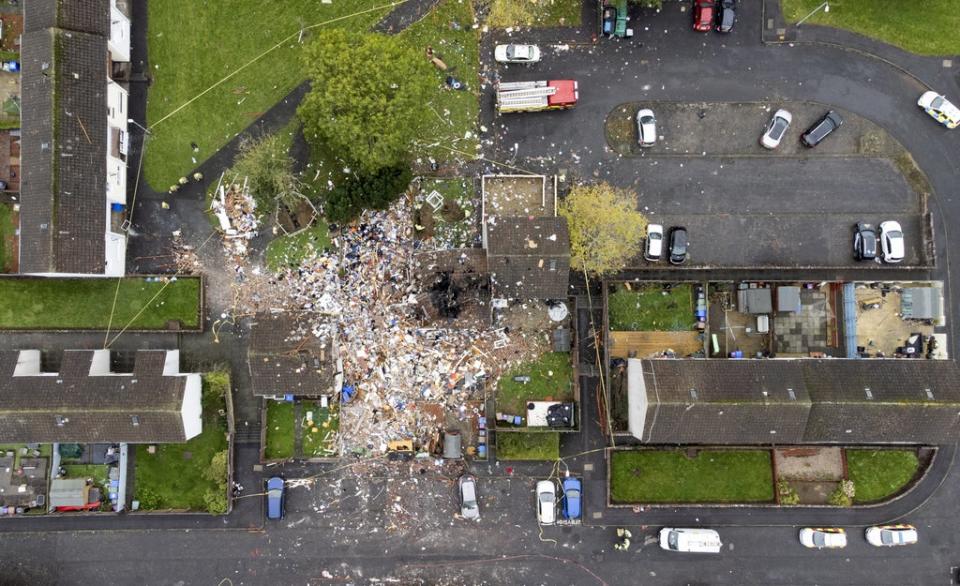 One house was completely destroyed in the blast and those surrounding it were badly damaged (Jane Barlow/PA) (PA Wire)