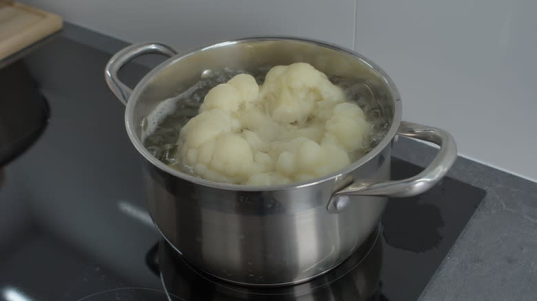 Cauliflower boiling in pot 