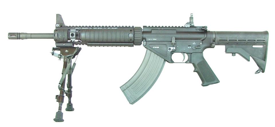 The Knight's Armament Company SR-47, an AR-15/M16 pattern rifle in 7.62x39mm that was also capable of using standard AK-47-type magazines. Knight's Armament Company