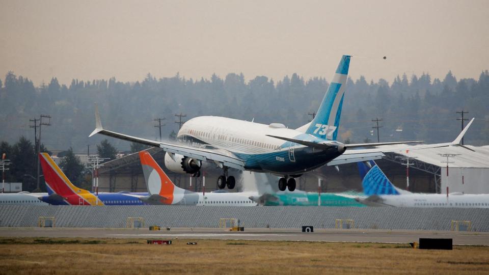 PHOTO: A Boeing 737 MAX 7 aircraft piloted by Federal Aviation Administration (FAA) Chief Steve Dickson lands during an evaluation flight at Boeing Field in Seattle, Washington, U.S. September 30, 2020.  (Lindsey Wasson/Reuters)