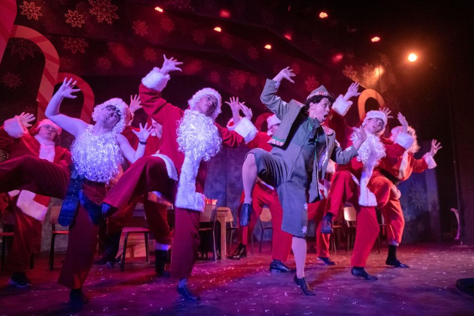 The cast performs in the 2022 production of "Elf" at Weathervane Playhouse.