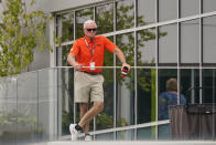 Cleveland Browns owner Jimmy Haslam watches during an NFL football practice, Saturday, July 31, 2021, in Berea, Ohio. (AP Photo/Tony Dejak)