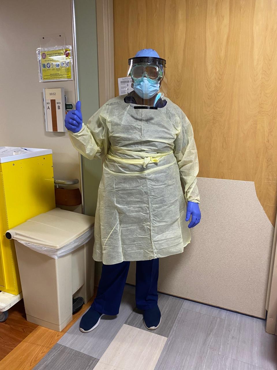 Debra Washington, a registered nurse and vice president of the District of Columbia Nurses Association, has to suit up in protective gear to treat patients afflicted with COVID-19.