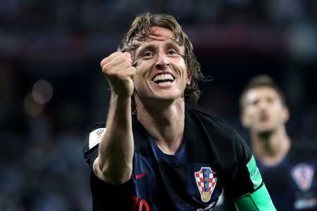 Croatia's Luka Modric celebrates scoring their second goal. REUTERS/Ivan Alvarado