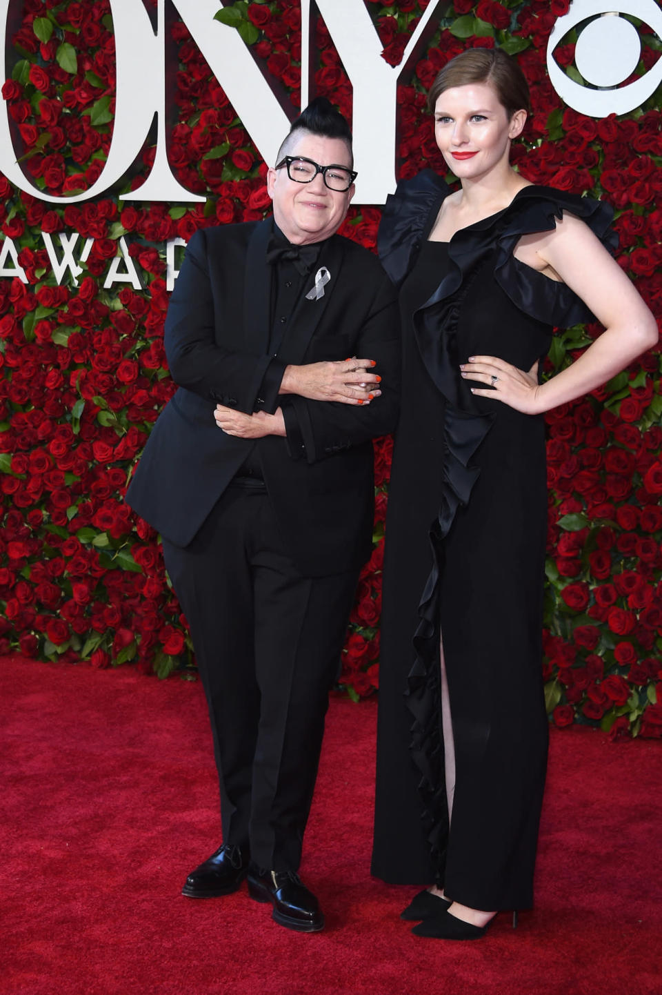 Lea DeLaria, left, and Chelsea Fairless in matching black 