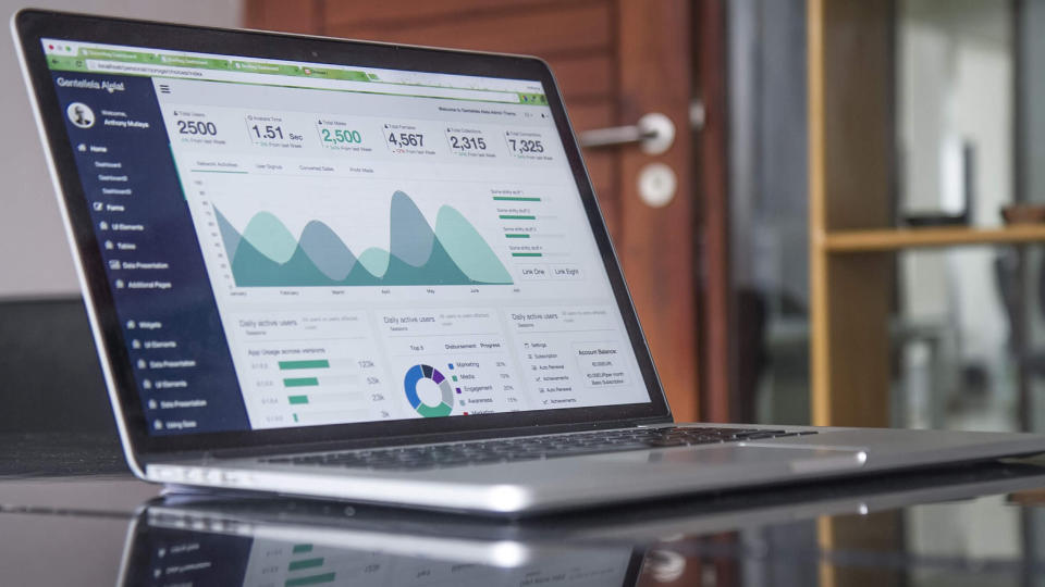 budgetary and financial analytics displayed on a laptop