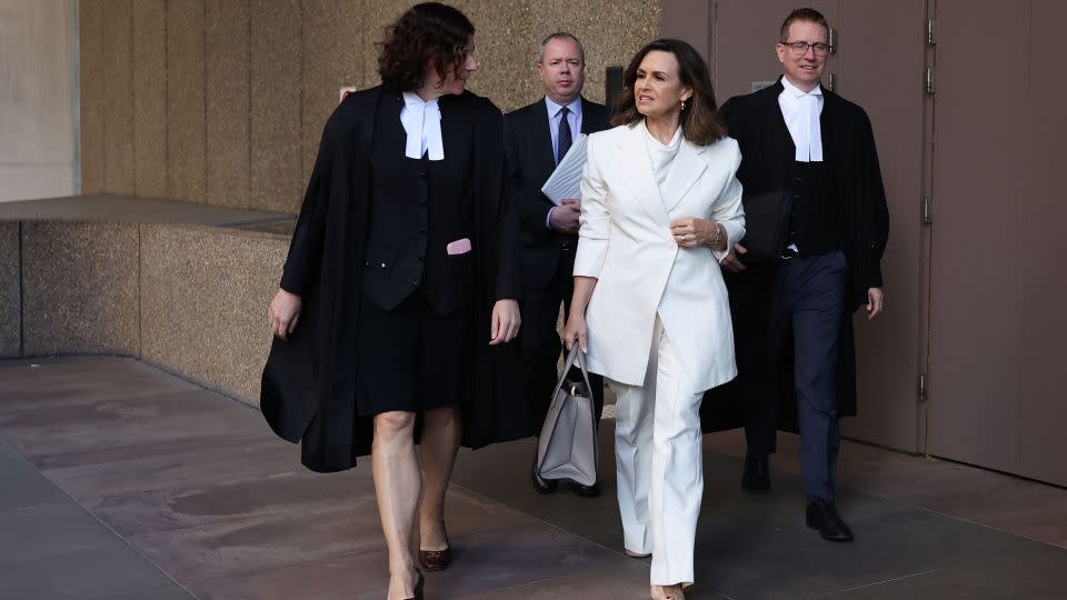Lisa Wilkinson (in white) arrives at court on April 15, 2024 in Sydney, Australia. - Don Arnold/Getty Images