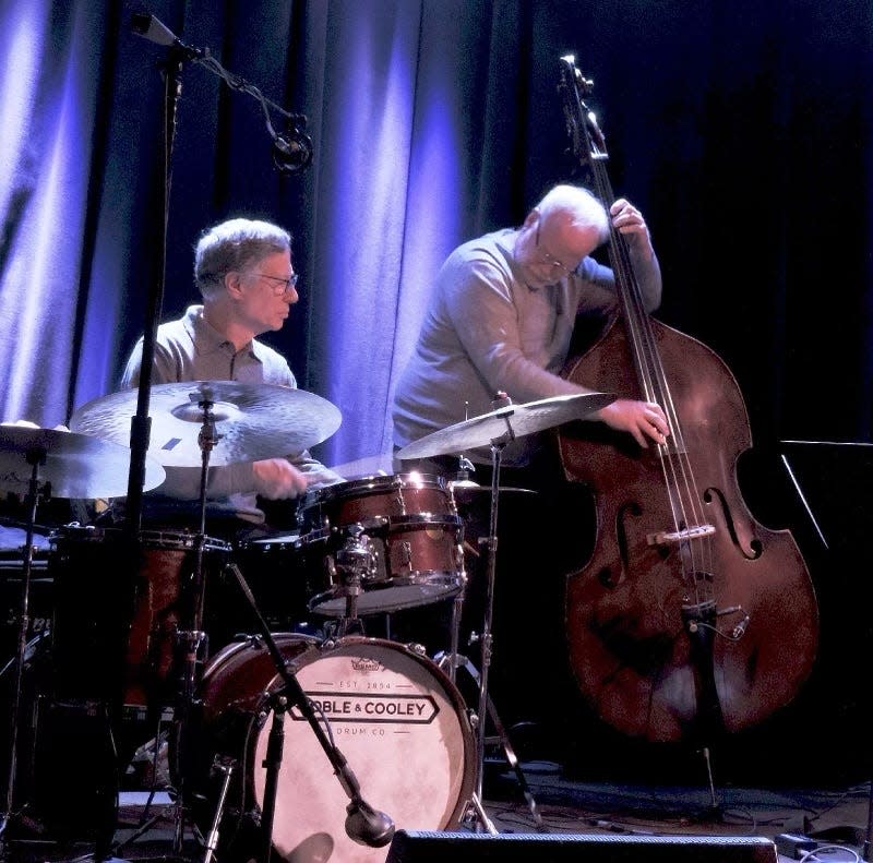 Cleveland-based drummer Jim Rupp (left) and bassist Doug Richeson perform together at a 2020 gig.