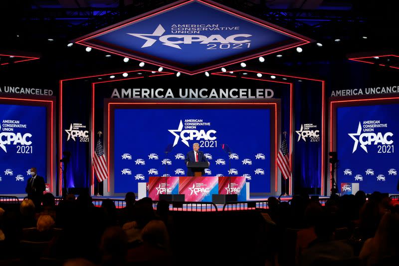 Former U.S. President Donald Trump speaks at the Conservative Political Action Conference in Orlando