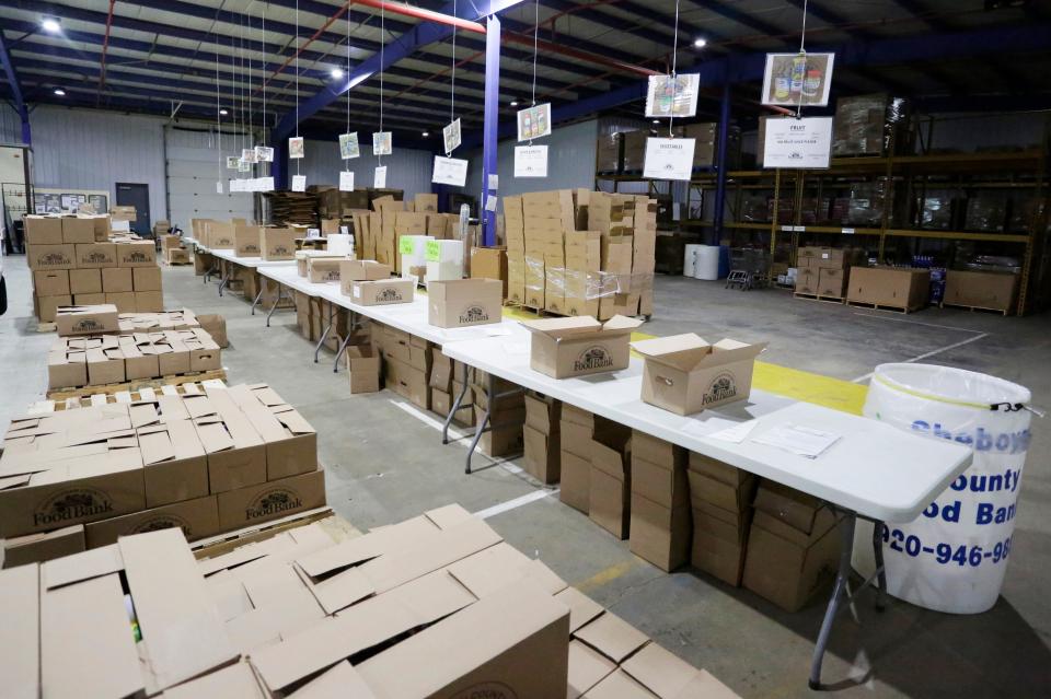 FILE - File photo of work stations at Sheboygan County Food Bank.