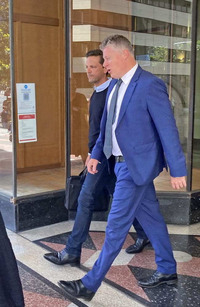 SYDNEY, AUSTRALIA - NewsWire Photos DECEMBER 7, 2022: , Brett Henson, a real estate executive charged with threatening a taxi driver and stealing his taxi while drunk, at Downing Centre Court in Sydney. Picture: NCA NewsWire / Adelaide Lang