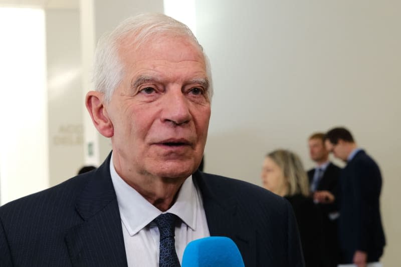 Josep Borrell, High Representative of the European Union for Foreign Affairs and Security Policy, speaks to the media ahead of the EU foreign and defence ministers meeting in Luxembourg. Alexandros Michailidis/European Council/dpa