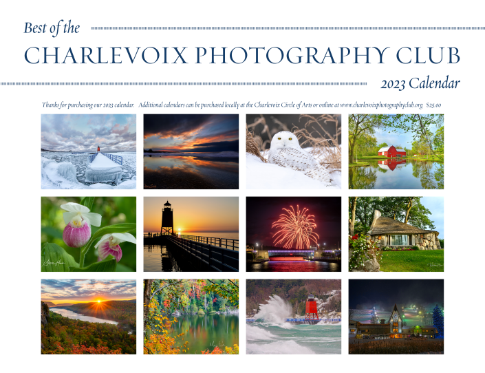 The 2023 annual Charlevoix Photography Club calendar.