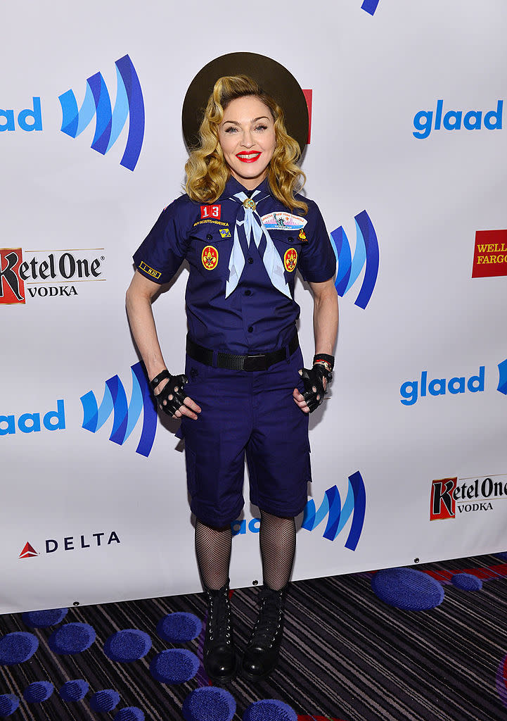<p>Dressed as a Girl Scout because when you’re Madonna, there are no fashion rules. <i>(Photo by Larry Busacca/Getty Images for GLAAD)</i></p>