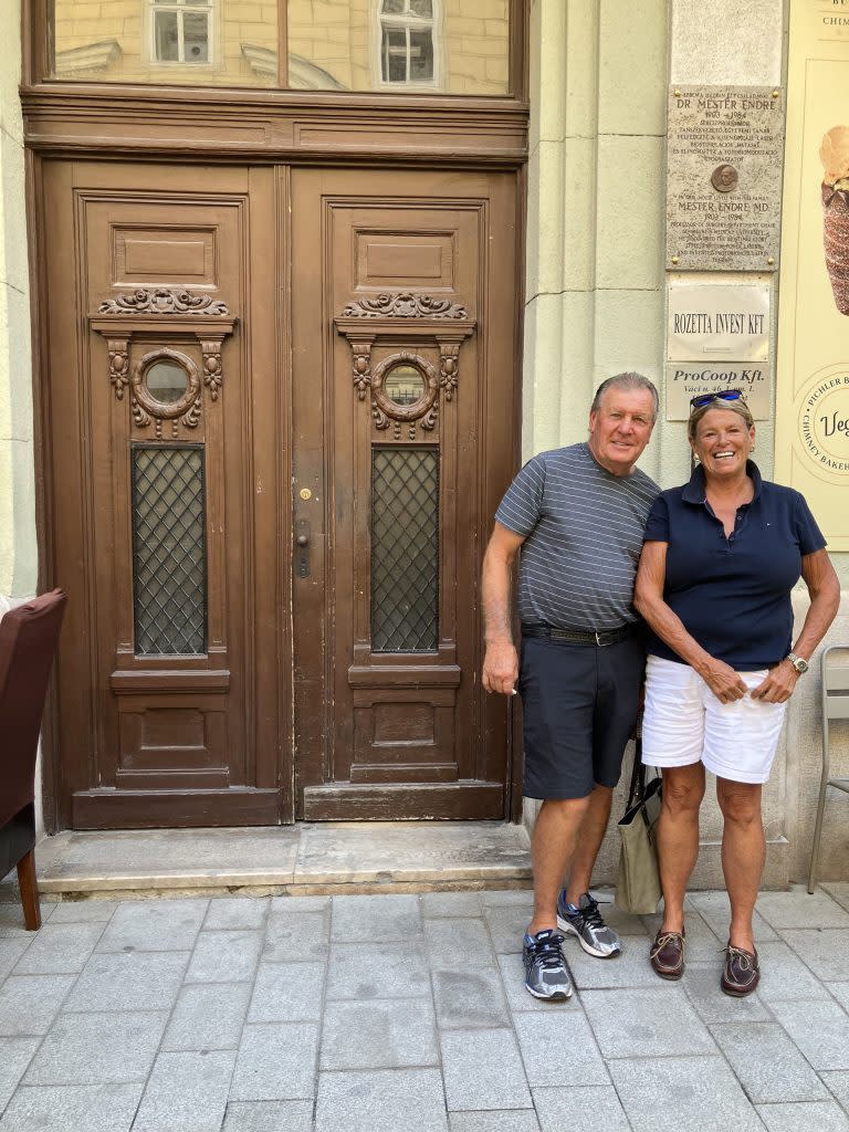 Susan Keenan Sweeney and her husband, Joe Horvath, in Budapest.