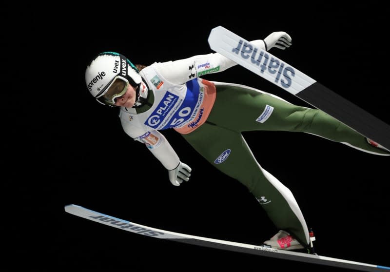 Slovenian ski jumper Nica Prevc in action during the women's large hill first competition jump of the Ski Jumping World Cup in Garmisch-Partenkirchen. Karl-Josef Hildenbrand/dpa