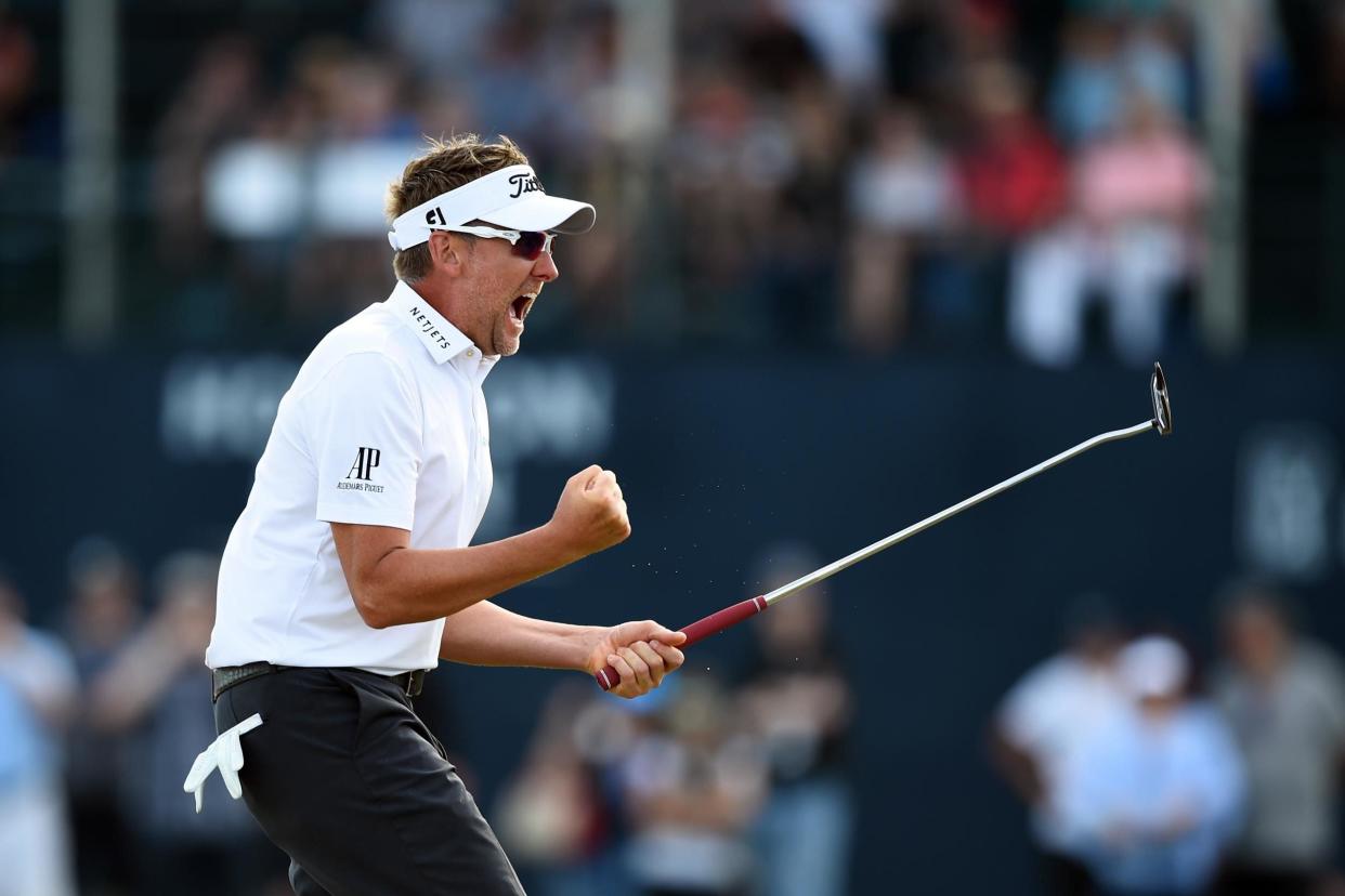 Passion play: Ian Poulter enjoys the moment after winning the Houston Open for his first title in six years: Getty Images