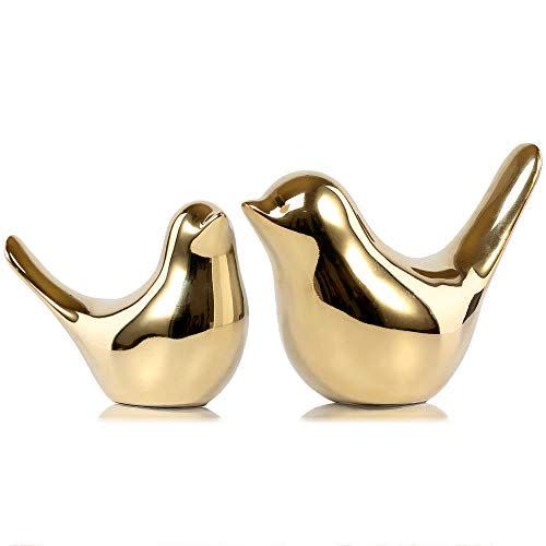 17) Gold Bird Statues (Set of 2)