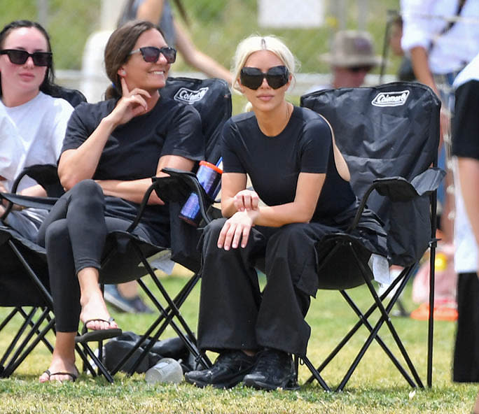 Kim Kardashian attends her son Saint West soccer game in Los Angeles on May 15, 2022. - Credit: SplashNews.com