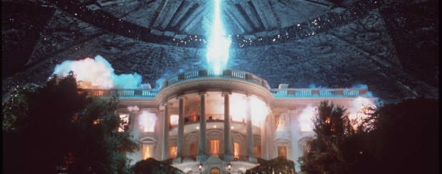 <p>Getty Images</p><p>From blowing up the White House and destroying New York City to Will Smith as a hero, here's blockbuster filmmaking at its biggest. When an alien species plans a takeover of Earth by positioning massive ships over the world’s biggest cities, humans join together to fight back. Bill Pullman as President of the United States gives an epic rallying speech, on Independence Day of course, to lead forces against the aliens.</p>