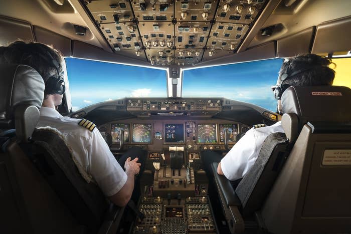 two pilots in cockpit