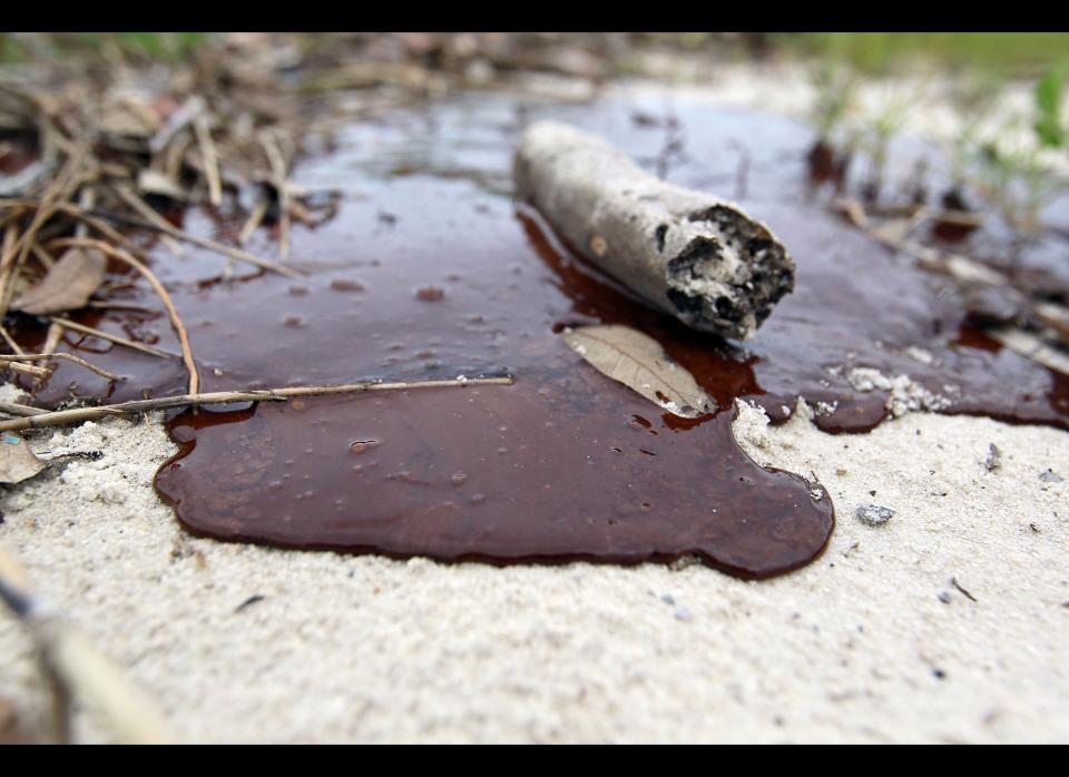 GULFPORT, MS - JULY 1: Thick oil is seen washed ashore from the Deepwater Horizon oil spill in the Gulf of Mexico on July 1, 2010 in Gulfport, Mississippi. Millions of gallons of oil have spilled into the Gulf since the April 20 explosion on the drilling platform.  (Photo by Joe Raedle/Getty Images)