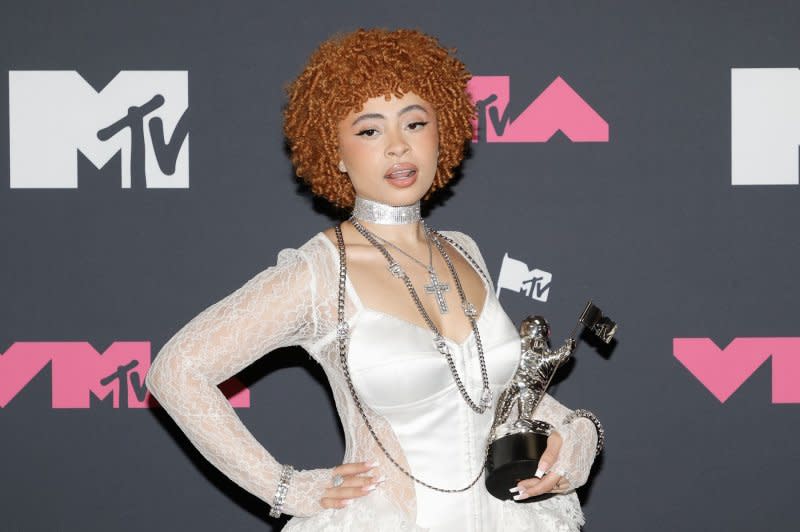 Ice Spice, seen here at the 2023 MTV Video Music Awards on September 12, will be the musical guest on "SNL" on Oct. 14. File Photo by Jason Szenes/UPI