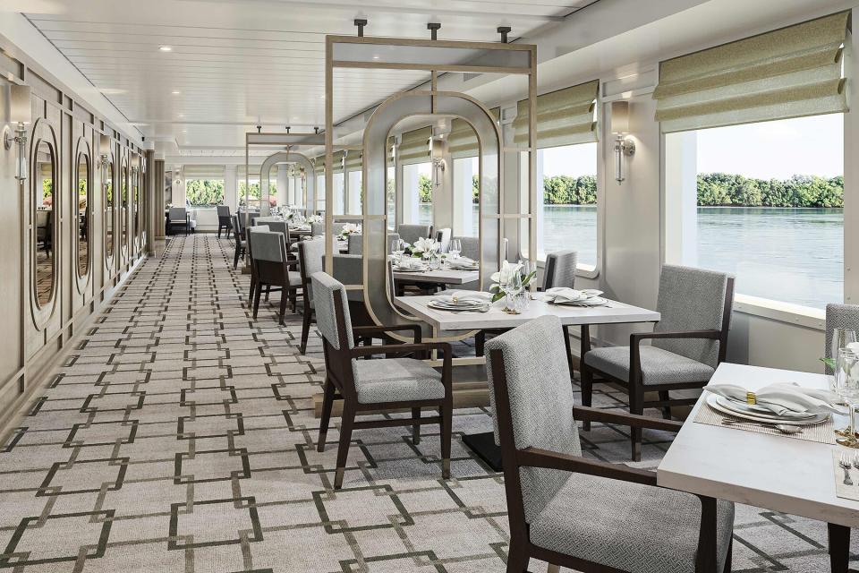 The Restaurant with Window View on the Project Blue from American Cruise Lines