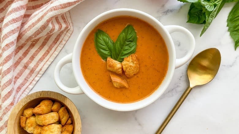 tomato bisque in bowl