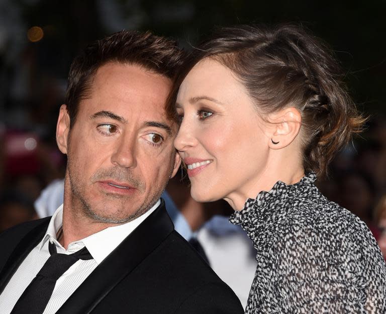 Robert Downey Jr. and Vera Farmiga attend 'The Judge' gala premiere during the Toronto International Film Festival, at Roy Thomson Hall, on September 4, 2014