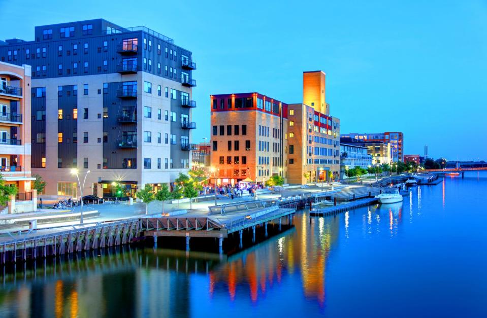 Buildings on the waterfront in Green Bay.