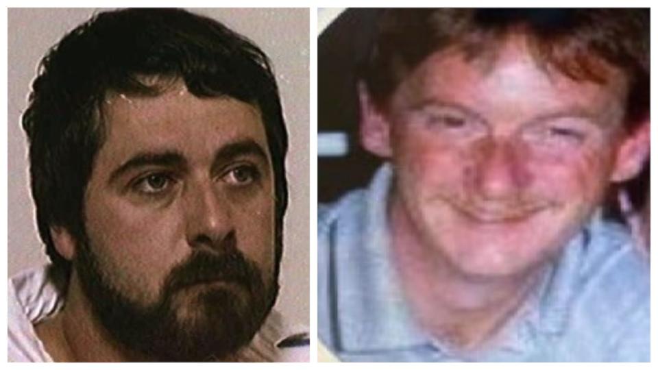 Edward Palacios pictured left in a photograph from the 1980s. Sean Hancock pictured in a photograph from the 1990s. Investigators believe there may be more victims. 