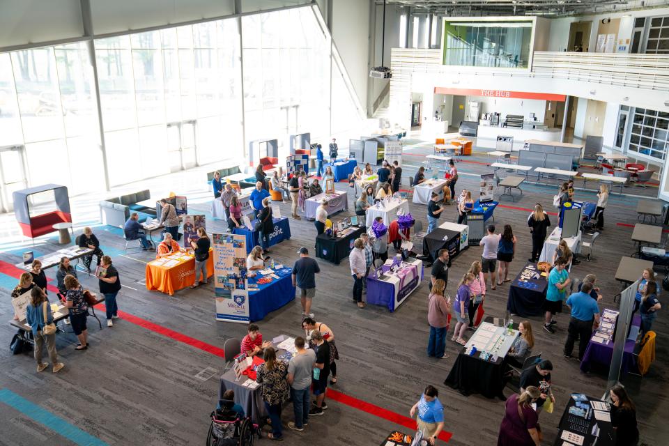 Heartland AEA hosts a transition fair, with information on "earning, working, leisure & living," at the Waukee Innovative Learning Center, Monday, April 15, 2024.