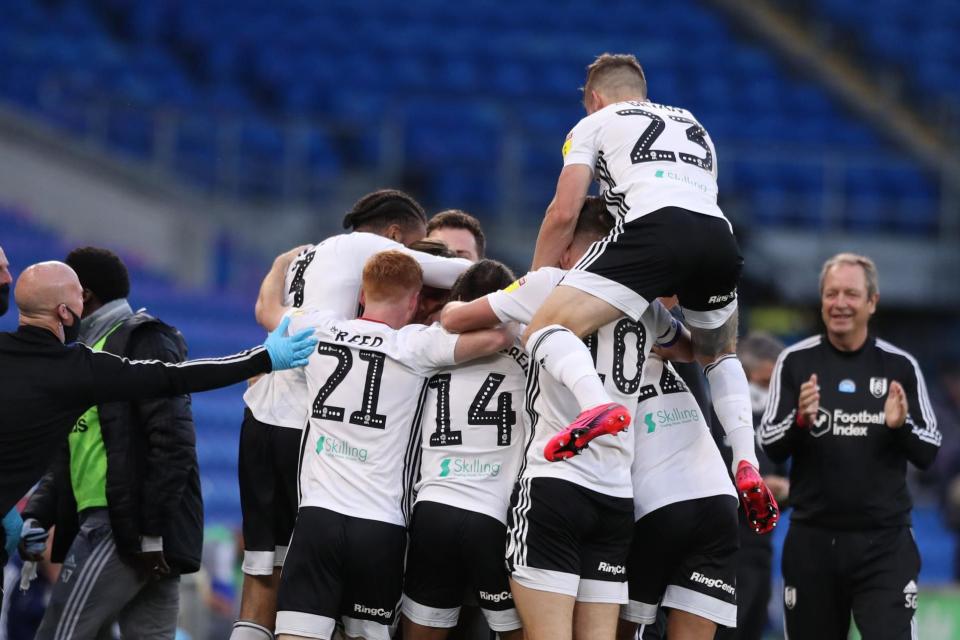 Fulham celebrate after Josh Onomah's opener Photo: Getty Images