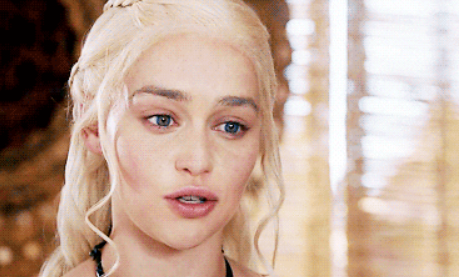 Closeup of Dany in "Game of Thrones"
