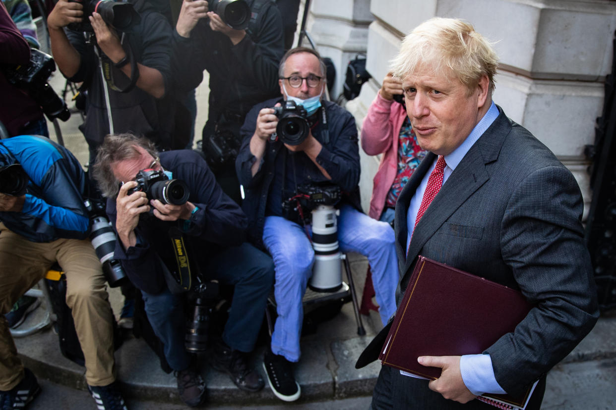 Prime Minister Boris Johnson arrives in Downing Street, London, following a Cabinet meeting at the Foreign and Commonwealth Office.