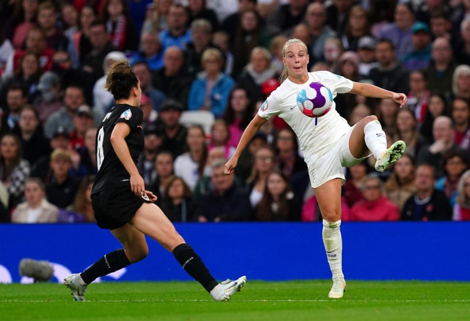 Beth Mead (right) has spoken about England wearing white shorts (Martin Rickett/PA) (PA Wire)
