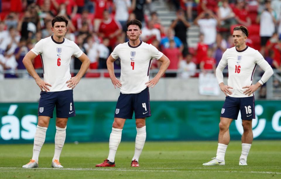 Harry Maguire, Declan Rice and Jack Grealish come to terms with England‘s first loss to Hungary in 60 years  (Reuters)