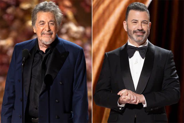 <p>Frank Micelotta/Disney via Getty</p> Al Pacino and Jimmy Kimmel at 2024 Oscars