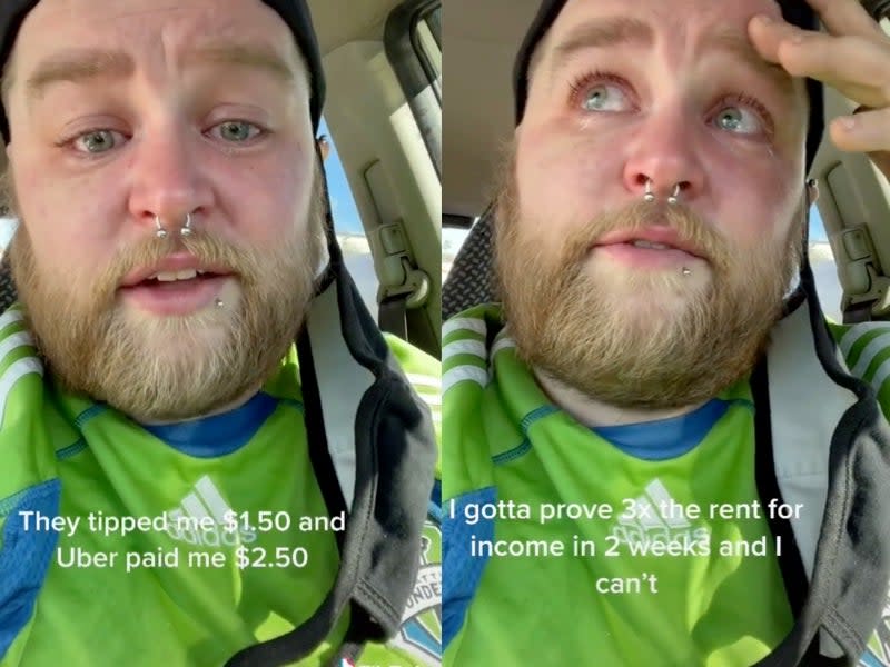 El conductor de UberEats llama entre lágrimas a los clientes que no dan propina (TikTok / @livefreestudios )